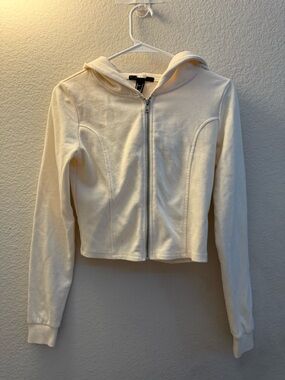 Forever 21 Women’s Cream Zip-Up Hoodie Jacket Size Small